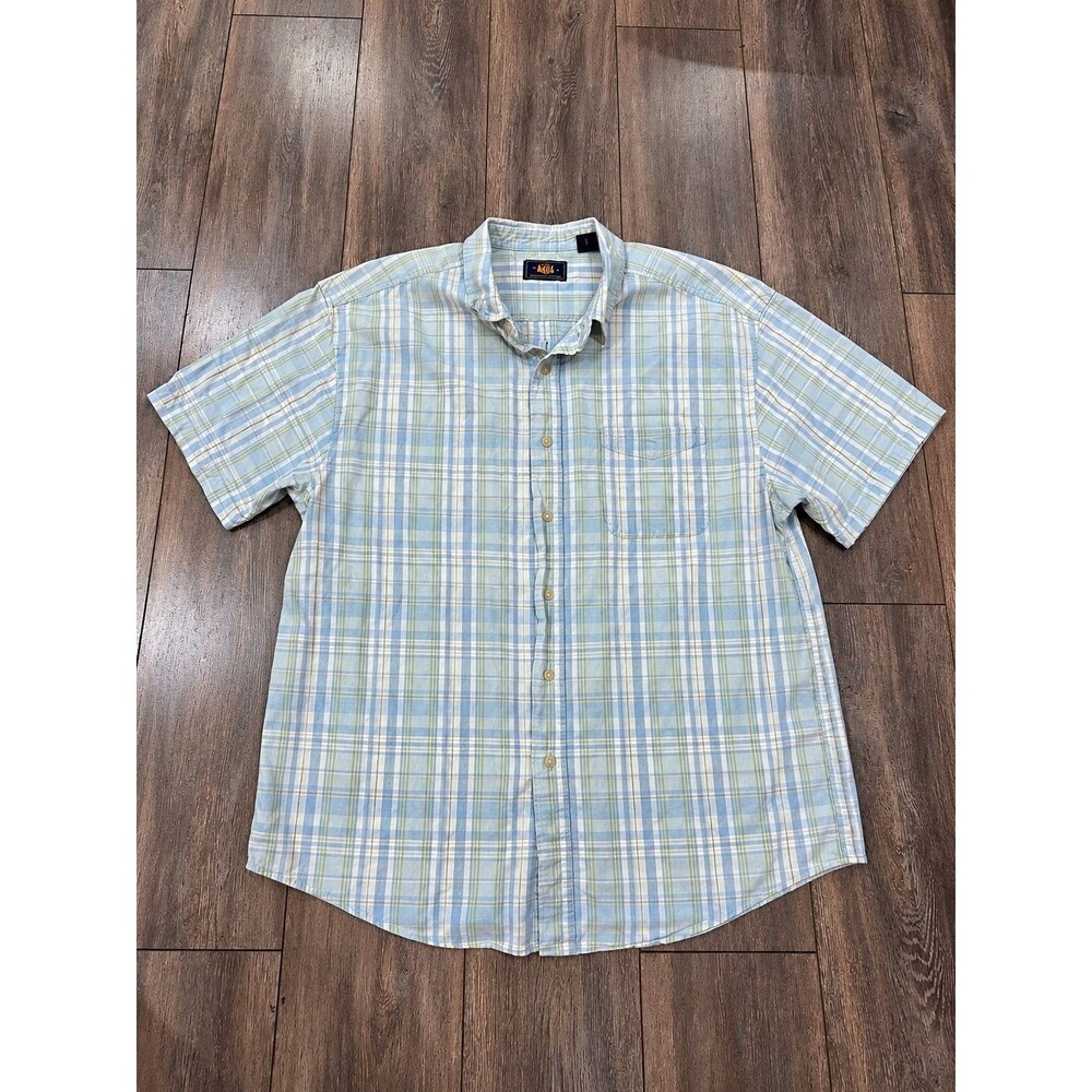 Vintage 90s Route 66 Mens XL Linen Cotton Plaid Shirt Hong Kong Short Sleeve